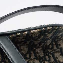 Pre Owned Dior Green Oblique Canvas and Leather Saddle Bag