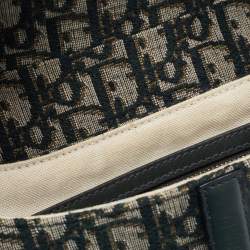 Pre Owned Dior Green Oblique Canvas and Leather Saddle Bag