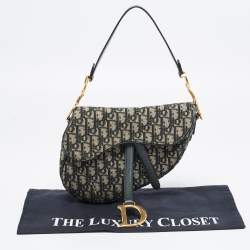 Pre Owned Dior Green Oblique Canvas and Leather Saddle Bag