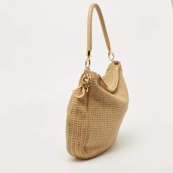 Dior Beige Woven Leather Hobo