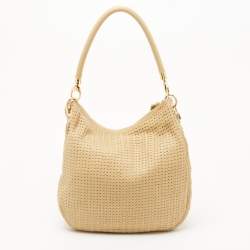 Dior Beige Woven Leather Hobo