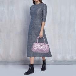 Pre Owned Dior Purple Cannage Nylon and Leather Charming Satchel