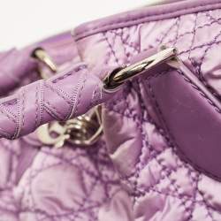 Pre Owned Dior Purple Cannage Nylon and Leather Charming Satchel