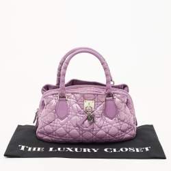 Pre Owned Dior Purple Cannage Nylon and Leather Charming Satchel