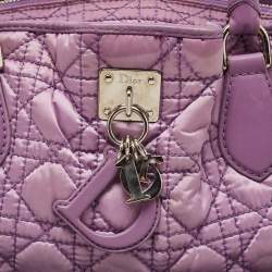 Pre Owned Dior Purple Cannage Nylon and Leather Charming Satchel