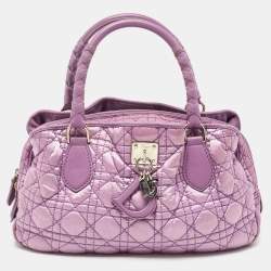 Pre Owned Dior Purple Cannage Nylon and Leather Charming Satchel