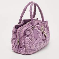 Pre Owned Dior Purple Cannage Nylon and Leather Charming Satchel