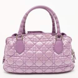 Pre Owned Dior Purple Cannage Nylon and Leather Charming Satchel