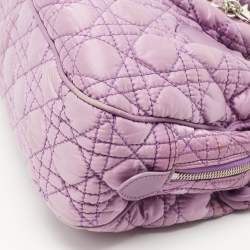 Pre Owned Dior Purple Cannage Nylon and Leather Charming Satchel