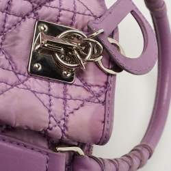 Pre Owned Dior Purple Cannage Nylon and Leather Charming Satchel