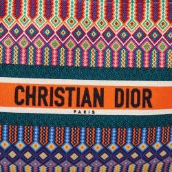 Pre Owned Dior Multicolor Embroidered Canvas Large Book Tote