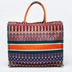 Pre Owned Dior Multicolor Embroidered Canvas Large Book Tote