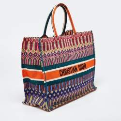 Pre Owned Dior Multicolor Embroidered Canvas Large Book Tote