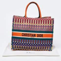 Pre Owned Dior Multicolor Embroidered Canvas Large Book Tote