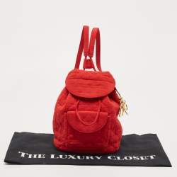 Dior Red Cannage Nylon Mini Drawstring Backpack