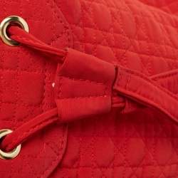 Dior Red Cannage Nylon Mini Drawstring Backpack