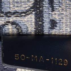 Pre Owned Dior Navy Blue Oblique Embroidered Canvas Medium Book Tote