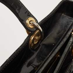 Pre Owned Dior Black Cannage Patent Leather Large Lady Dior Tote