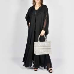 Dior White/Gold Rêve D'Infini Embroidered Canvas Medium Book Tote