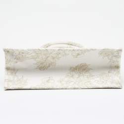 Dior White/Gold Rêve D'Infini Embroidered Canvas Medium Book Tote