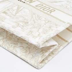 Dior White/Gold Rêve D'Infini Embroidered Canvas Medium Book Tote