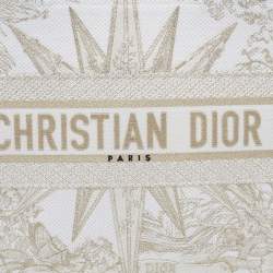 Dior White/Gold Rêve D'Infini Embroidered Canvas Medium Book Tote