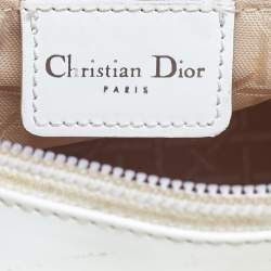 Pre Owned Dior Off White Patent Leather Medium Vintage Lady Dior Tote