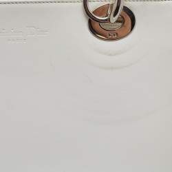 Pre Owned Dior Off White Patent Leather Medium Vintage Lady Dior Tote
