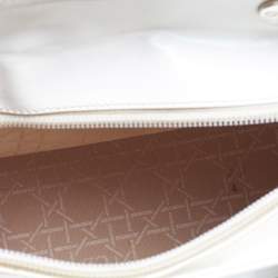 Pre Owned Dior Off White Patent Leather Medium Vintage Lady Dior Tote