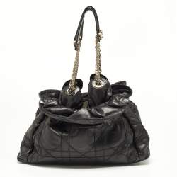 Pre Owned Dior Black Cannage Leather Le Trente Shoulder Bag