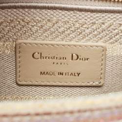 Pre Owned Dior Multicolor Stripe Embroidered Canvas Medium Lady D-Lite Tote