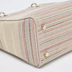 Pre Owned Dior Multicolor Stripe Embroidered Canvas Medium Lady D-Lite Tote