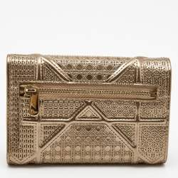 Dior Gold Micro Cannage Patent Leather Diorama Trifold Wallet