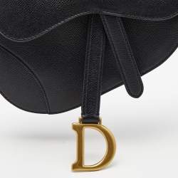 Pre Owned Dior Black Leather Mini Saddle Bag
