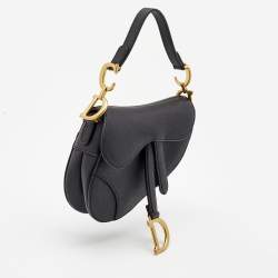 Pre Owned Dior Black Leather Mini Saddle Bag