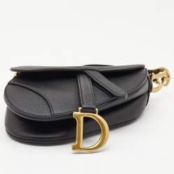 Pre Owned Dior Black Leather Mini Saddle Bag