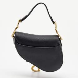 Pre Owned Dior Black Leather Mini Saddle Bag