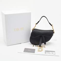 Pre Owned Dior Black Leather Mini Saddle Bag