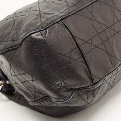 Pre Owned Dior Black Cannage Leather Drawstring Hobo