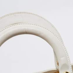 Pre Owned Dior White Lambskin Leather Medium Lady Dior Tote Bag