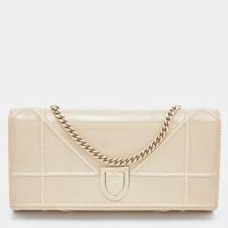 Dior Beige Patent Leather Diorama Wallet on Chain