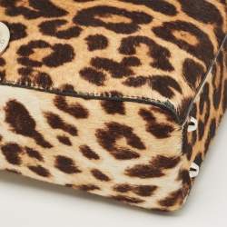 Pre Owned Dior Black/Brown Leopard Print Calf Hair and Leather Mini Lady Dior Tote