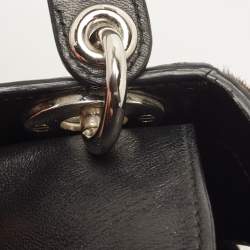 Pre Owned Dior Black/Brown Leopard Print Calf Hair and Leather Mini Lady Dior Tote