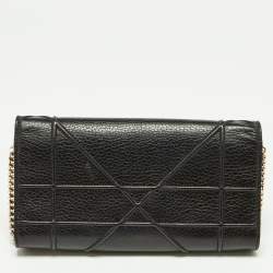 Pre Owned Dior Black Leather Diorama Wallet on Chain
