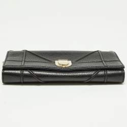 Pre Owned Dior Black Leather Diorama Wallet on Chain