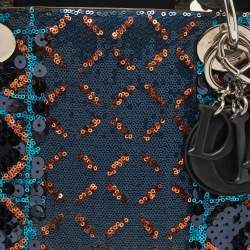 Pre Owned Dior Multicolor Cannage Sequins and Leather Medium Lady Dior Tote