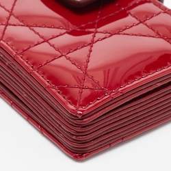 Pre Owned Dior Red Cannage Patent Leather Lady Dior 5 Gusset Card Holder