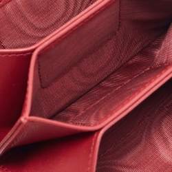 Pre Owned Dior Red Cannage Patent Leather Lady Dior 5 Gusset Card Holder