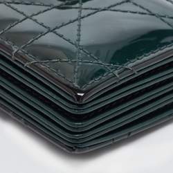 Pre Owned Dior Green Cannage Patent Leather Lady Dior 5 Gusset Card Holder