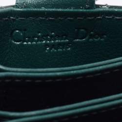 Pre Owned Dior Green Cannage Patent Leather Lady Dior 5 Gusset Card Holder